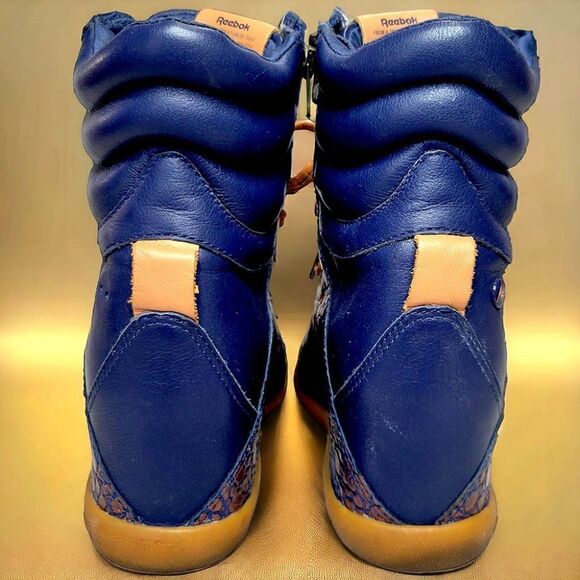 Reebok Alicia Keys leather blue metallic bronze wedge high-top wedge sneakers - Picture 8 of 10